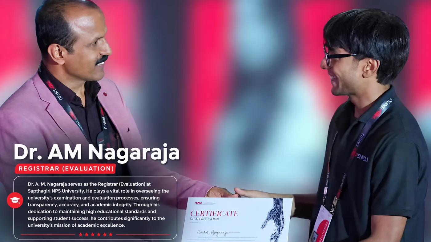 Sonu Kumar Suman receiving an appreciation certificate from Dr. AM Nagaraja